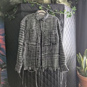 MNML loose knit button up flannel